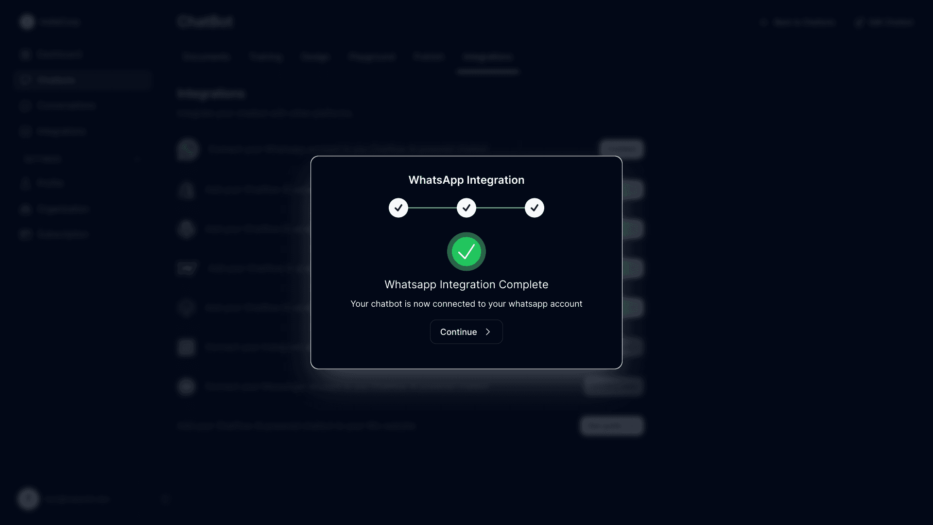 Completing the WhatsApp integration in ChatFlow