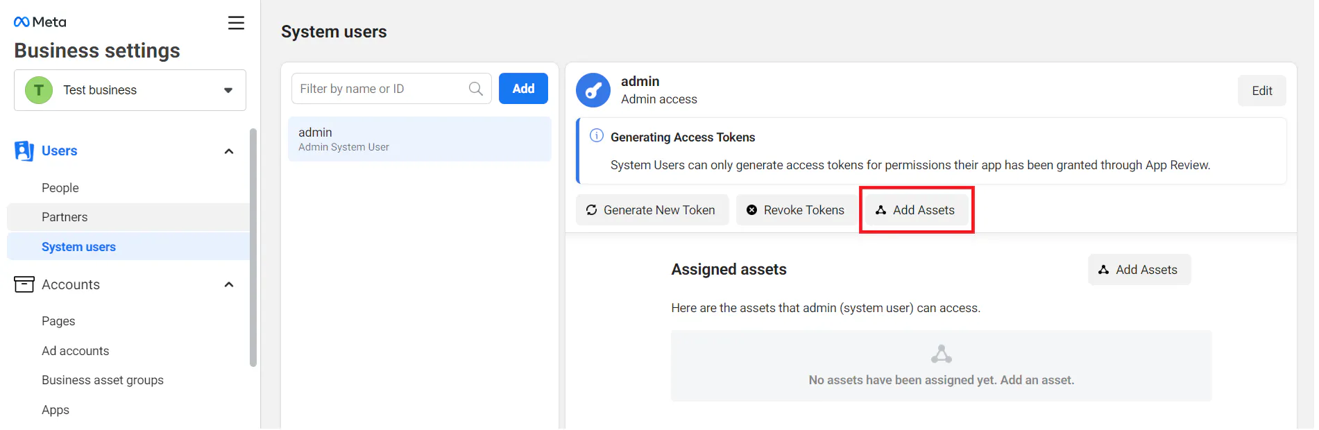 Assigning the app to the system user